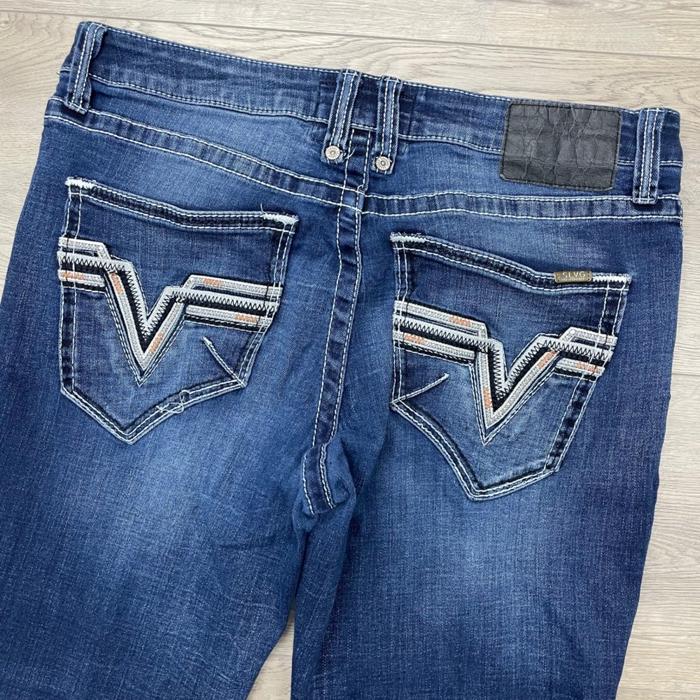 Salvage Anarchy Straight Jeans Mens 36x30 Blue Relaxed Fit Buckle Exclusive